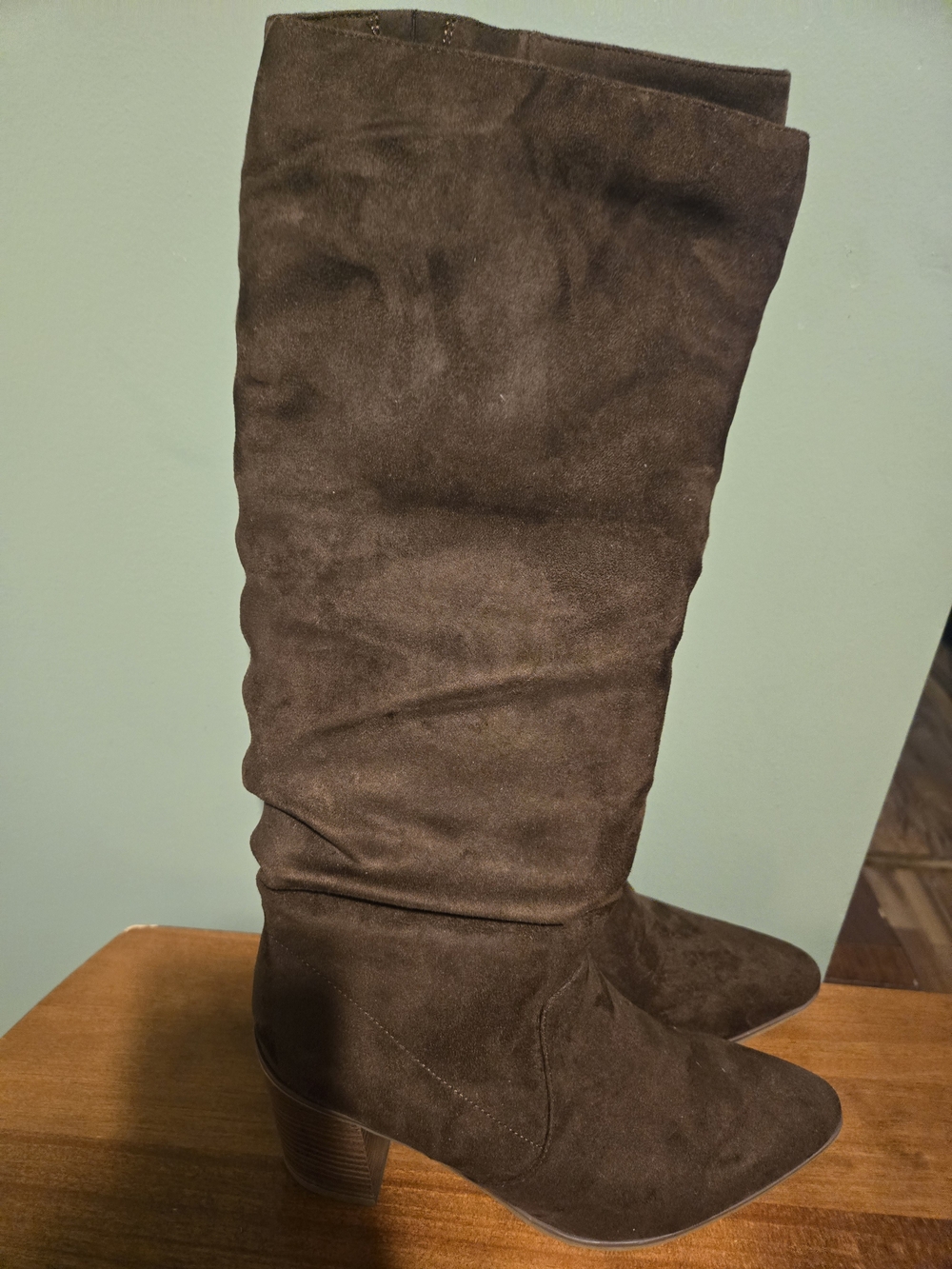 Universal Thread Knee-High Suede Boots in Dark Brown
